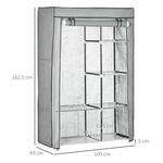 Wardrobe Fabric, 6 Compartments, Foldable, Grey