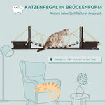 Cat Climbing Wall, Scratching Post & Hanging Bridge, Wall Mounted, Brown