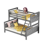Convertible Bunk Bed 90(140)x200cm with Ladder, Grey Wood