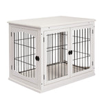 Dog House, Transport Box Small Animal Cage, MDF & Metal in White