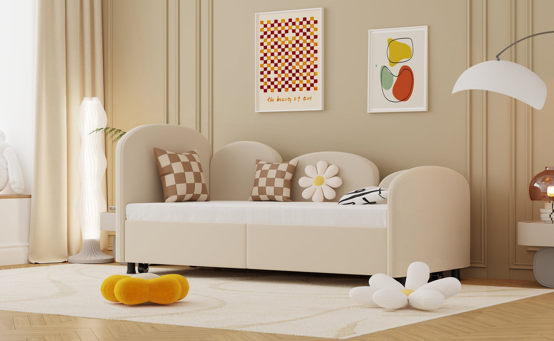 SOFTSEA Twin Size Daybed with Storage Drawers, Modern Sofa Bed, Velvet Upholstered