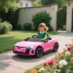 Children's Electric Car 12V with Remote Control, 2 Motors, 4 Suspended Wheels, Pink