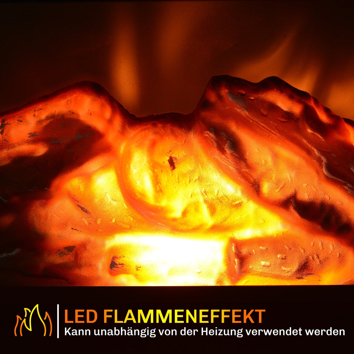 Electric Fireplace, Realistic Flame, Modern Look, Black