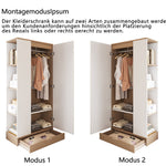 Wardrobe 70x40x170cm Single Door with Shelves and Drawers, Natural Wood/White