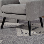 Mid-Century Modern Armchair with Buttoned Padding and Solid Wood Legs, Black Suede