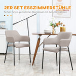 Dining Chairs Set of 2, Upholstered Steel Legs, Beige