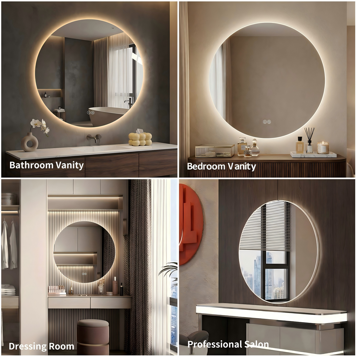 Round LED Bathroom Mirror 70 cm - Anti-Fog Dimmable HD Silver Glass