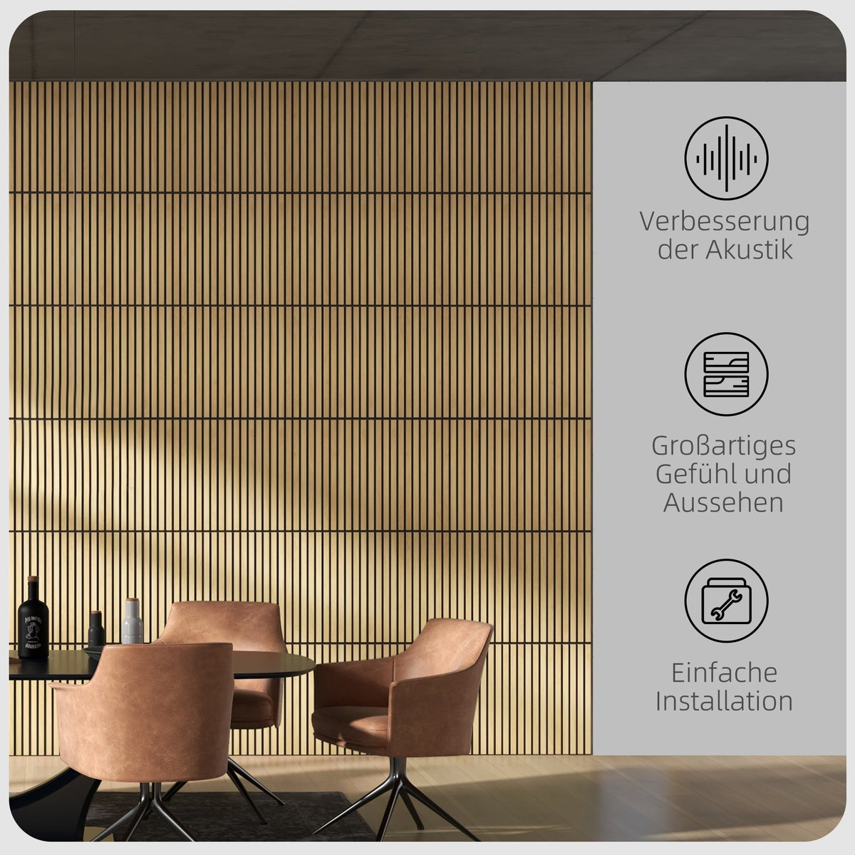 Acoustic Panels, 4pc 60x60cm 3D Wall Panels, Oak