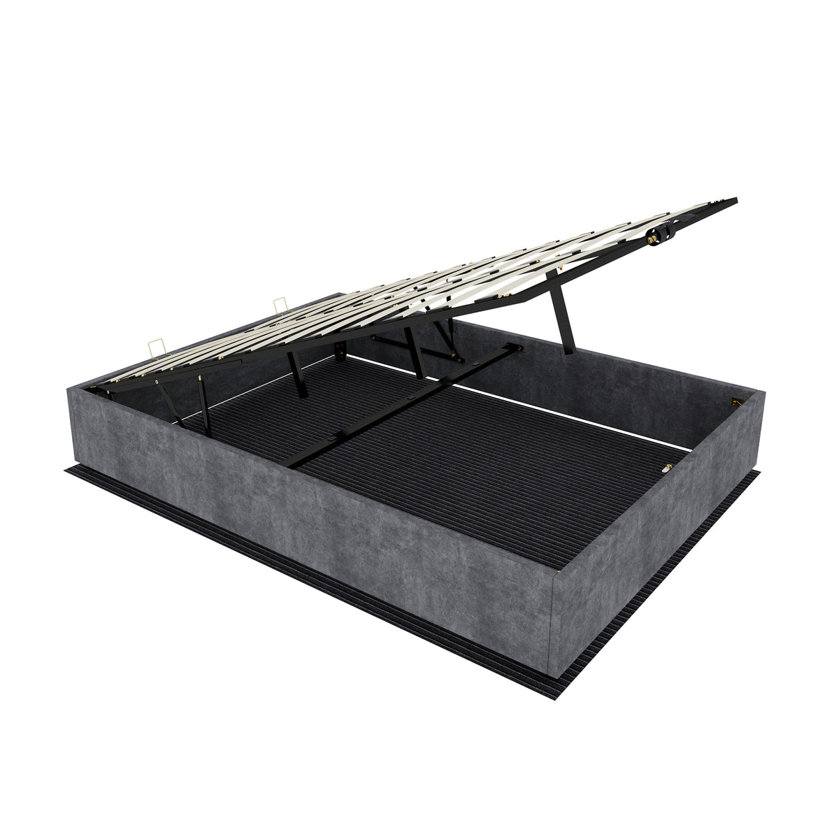 Bed Frame 140x200cm with Gas Lift & Mattress, Grey Dutch Velvet