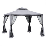 Garden Pavilion Party Tent 3x3m 4 Side Walls Weatherproof Metal/Polyester Light Grey