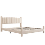 Upholstered Bed 180x200cm with Slatted Frame, Beige Velvet