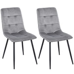 Dining Chairs, Set of 2 Upholstered Kitchen Chairs, Grey Black Metal