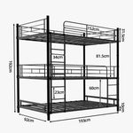 Three-Tier Bed Frame 90x190cm with Ladder & Guardrails