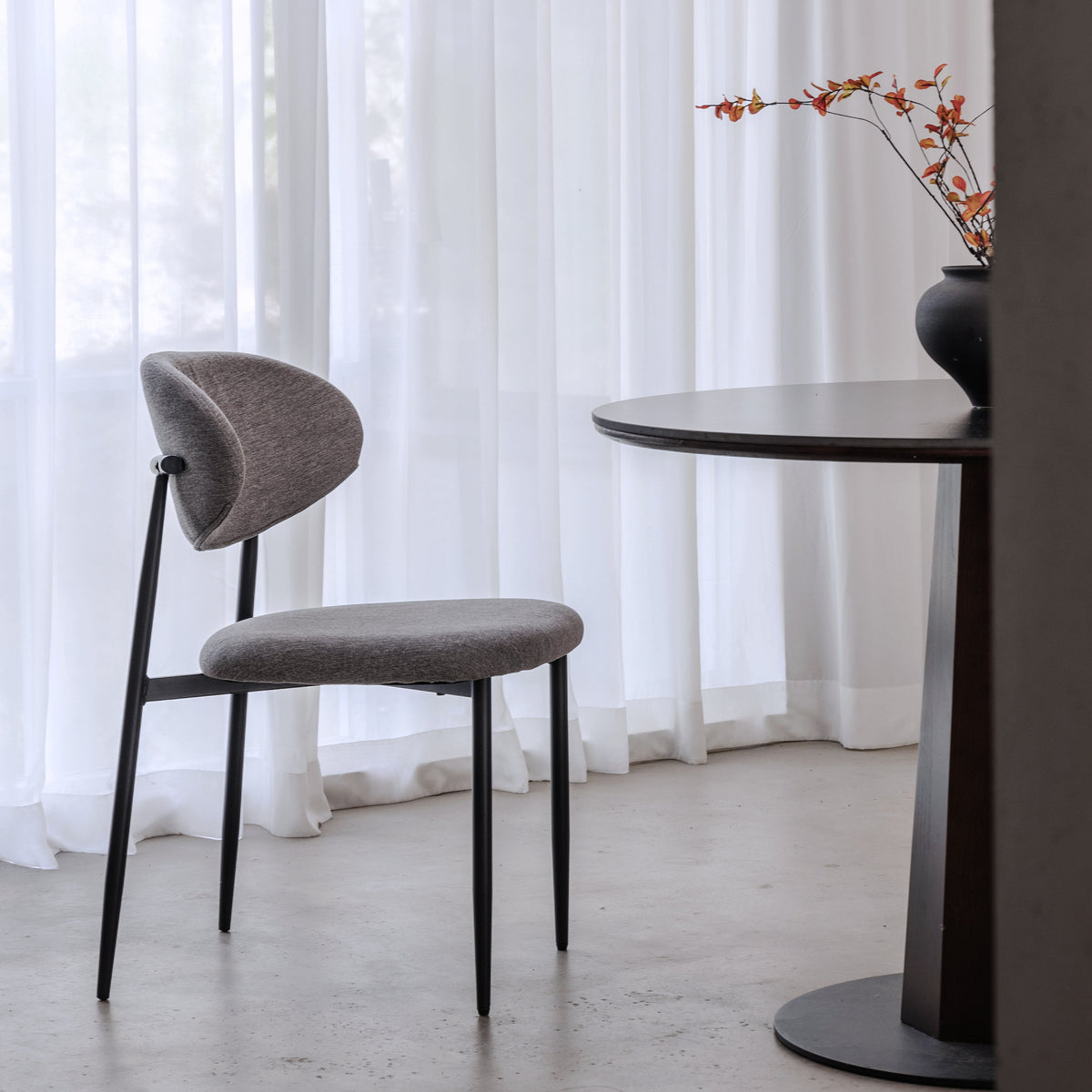 Dining Chair Samuel, Set of 4 Classic Design, Metal Frame Grey