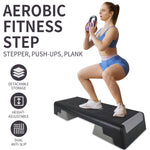 Adjustable Fitness Step Platform for Aerobics and Strength Training, Non-slip, Gray