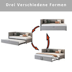 Sofa Bed, L-Shaped Pull-Out 90/180x200cm, Velvet Gray