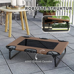 Elevated Dog Bed, Foldable Outdoor Mesh Lounger, Coffee Oxford