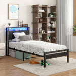 Storage Bed 90x200cm with USB & LED Lighting, Metal Frame