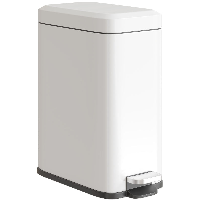 Trash Can 5L Pedal Bin with Inner Bucket, Metal, White