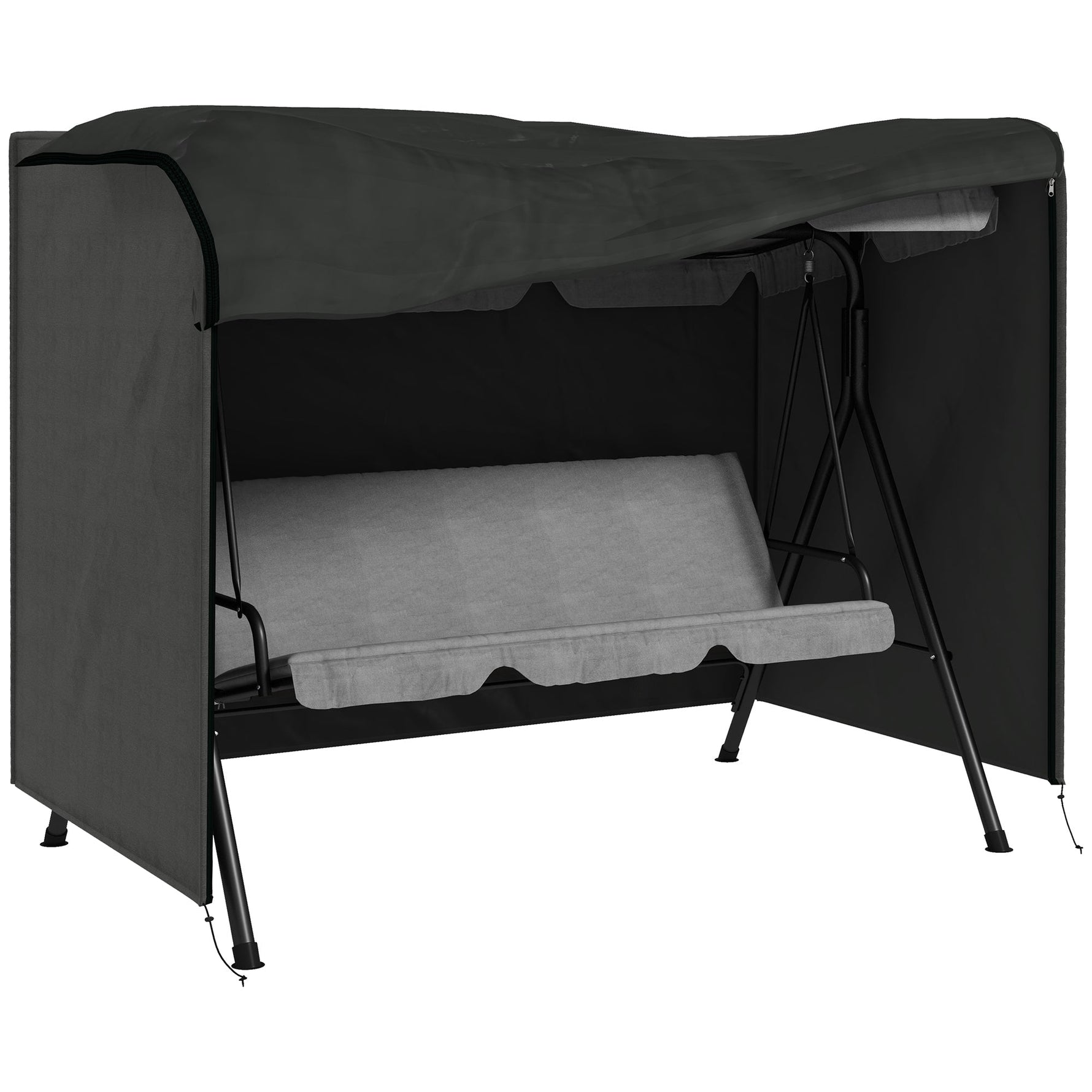 Hollywood Swing Cover 3-Seater Protective Water-Repellent UV-Resistant 600D Oxford Fabric, Dark Grey