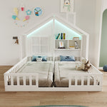 Children's House Bed 90x200 cm with LED & Storage, White