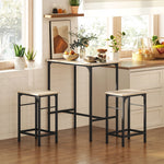 Bar Table Set, Dining with 2 Chairs, Non-Slip, Natural Wood