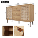 Country-style Chest of Drawers, 120x40x75 cm with 2 Doors and 3 Drawers, Oak-colored