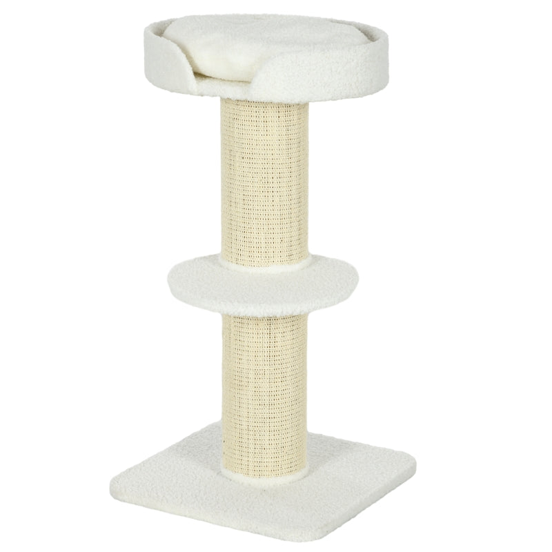 Cat Tree 91cm Play Tree with Cat Bed, Platform, Lamb's Wool Cream