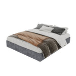 Modern Minimalist Bed Frame 160x200 with Mattress, Gray Velvet