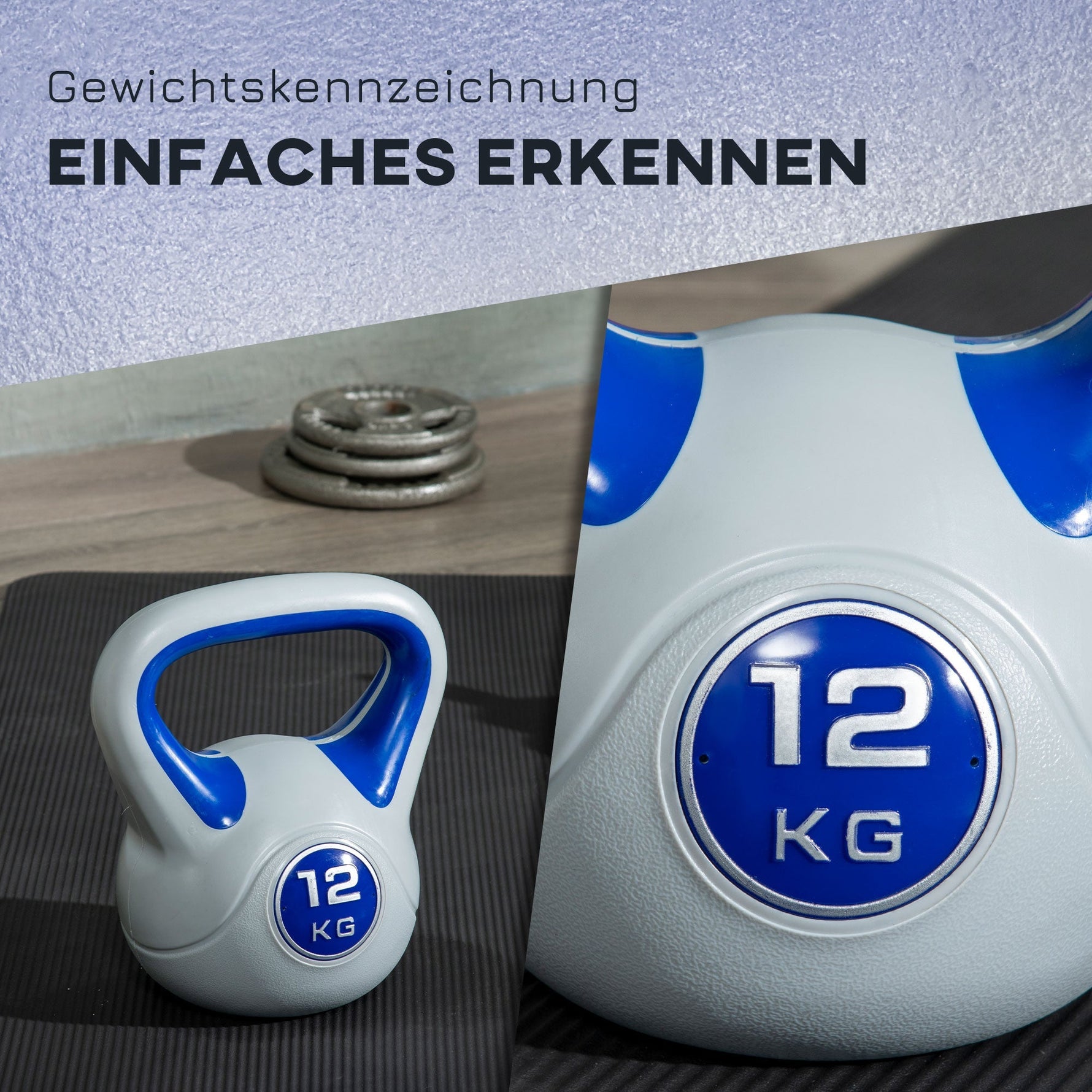 Kettlebell 12 KG, Strength Training & Fitness, Blue