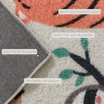 Fleece Rug Jungle Pattern Easy Care, Cream White/Multicolored