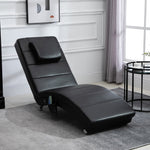 Leather Recliner with Massage Function, 8 Massage Points, Remote Control, High Backrest, Black