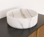 36cm Round Basin with Stone Grain, Matte White