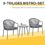 Seating Group 2 Chairs Coffee Table Balcony Furniture Steel Grey