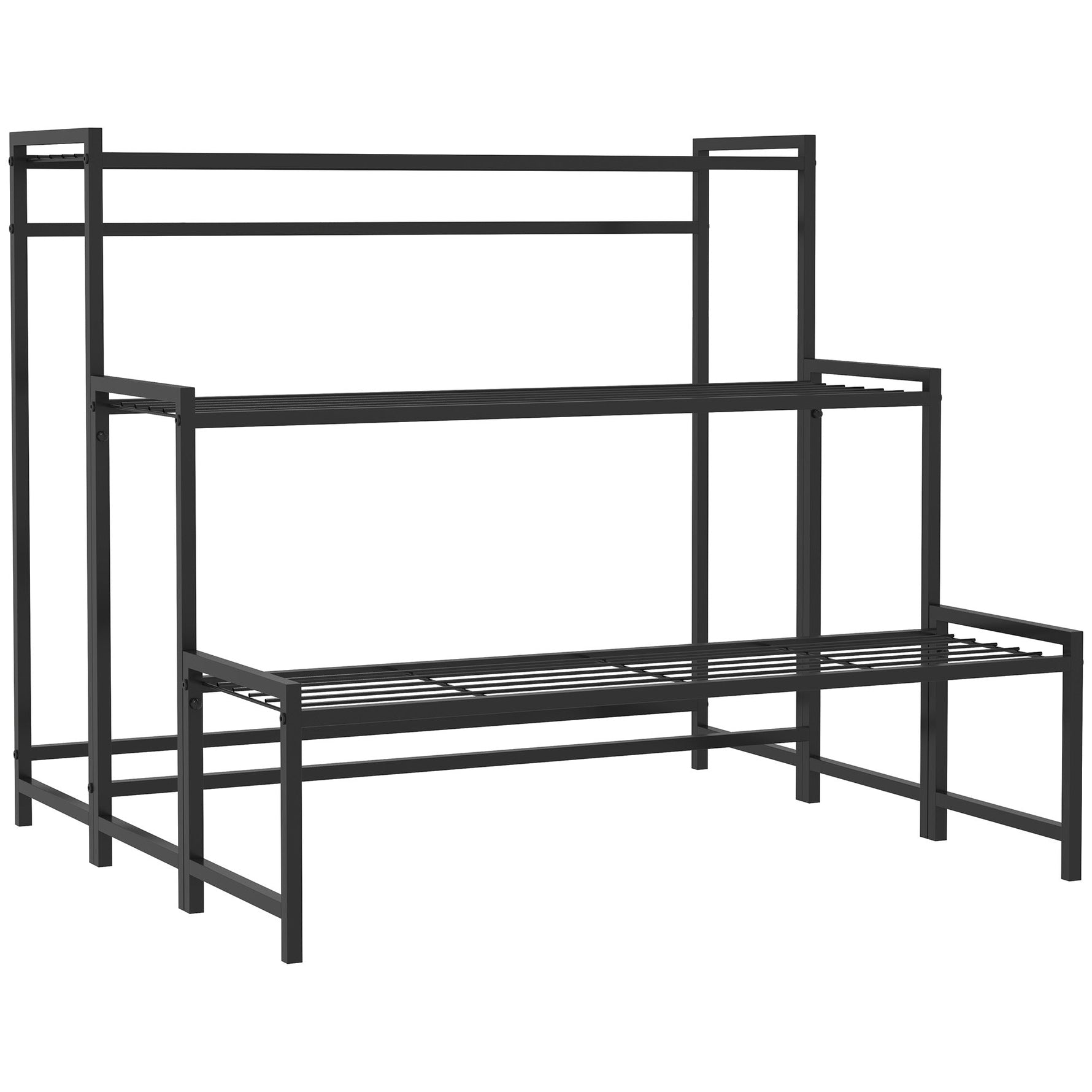 3-Tier Plant Stand, Metal, 66cm High, Black