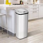 Automatic Trash Can with Sensor, Kitchen Waste Bin, Stainless Steel, Silver (50L)