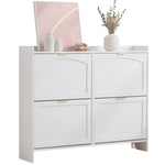 Shoe Cabinet 4 Drop-Down Compartments Open Shelves Entryway/Hallway, White
