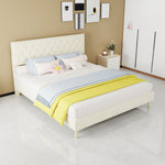 Modern Soft Bed with Soft Headboard & Mattress 160x200cm, Beige