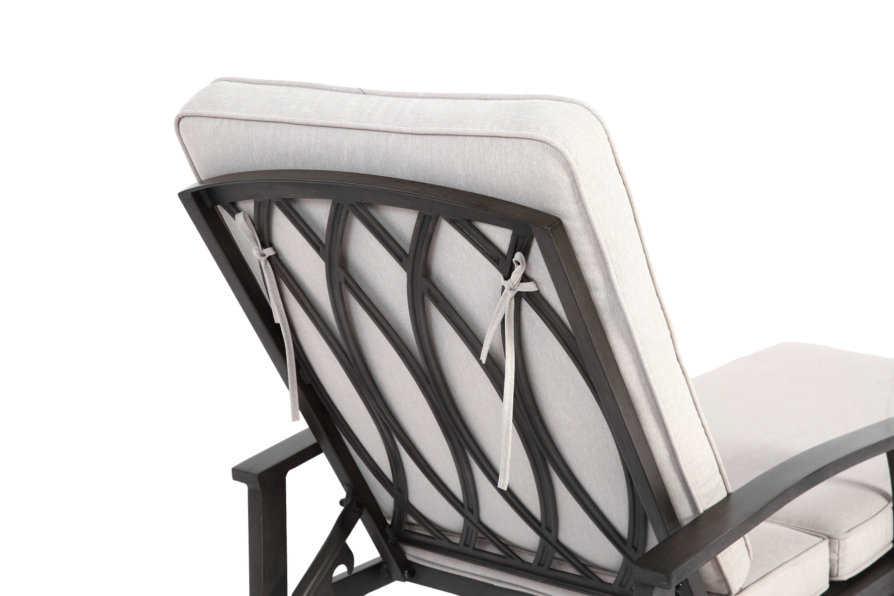 Lounge Patio Chair, Adjustable Reclining Aluminum, Waterproof Beige Cushion