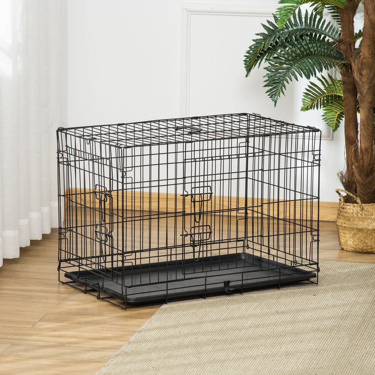 Dog Crate Transport Box, Foldable Metal, Black