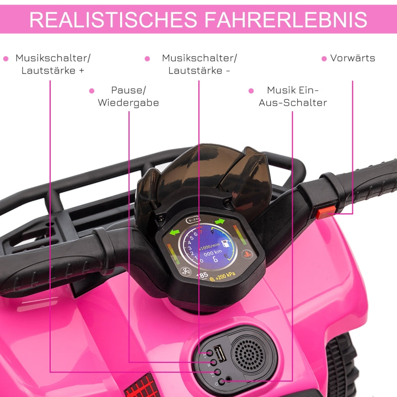 Kids Quad Electric 6V, Forward Function, Music, Pink