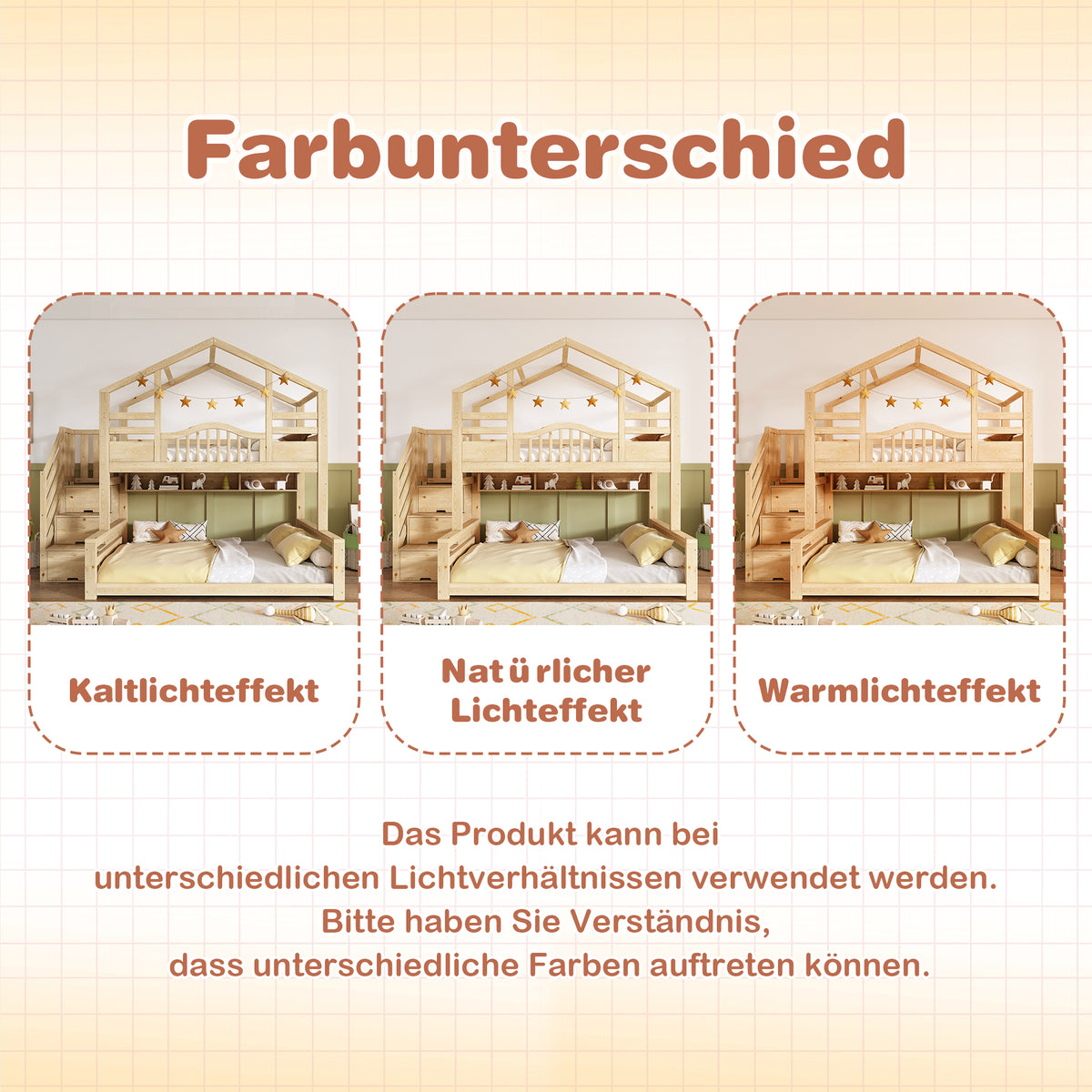 Children's Bunk House Bed 90x200/140x200 with Storage, Natural Wood