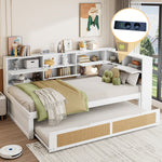 Sofa Bed, Wooden 90*200 Pull-out Multifunctional Single with Storage & Charging Port, White