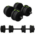 2-in-1 Dumbbell & Barbell Set 20kg Non-slip - Black/Green