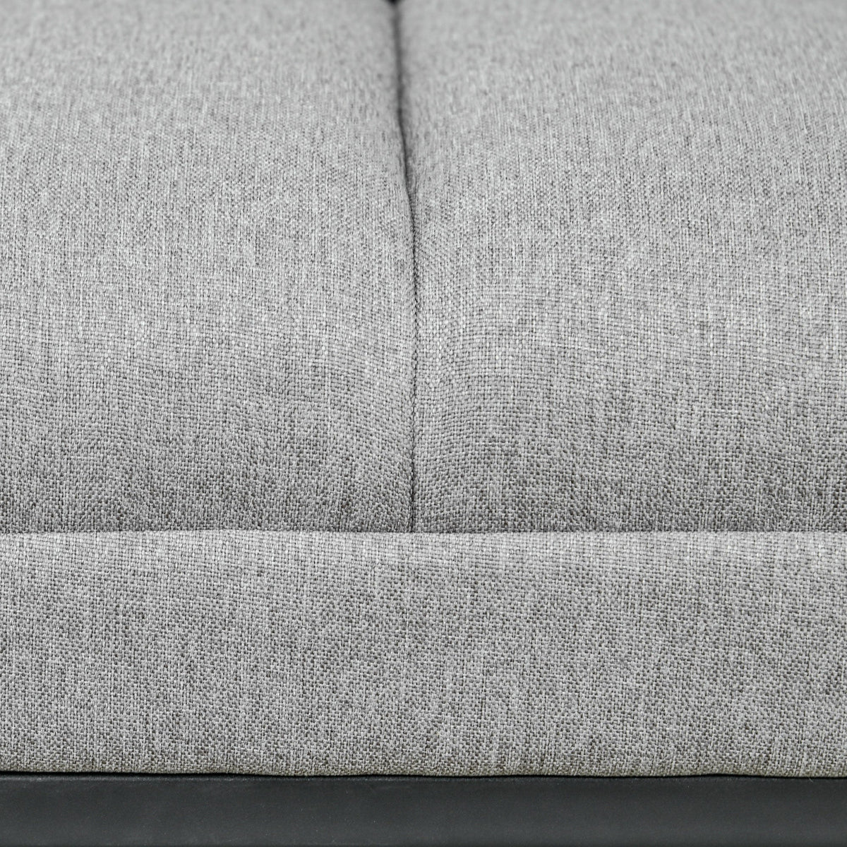 Linen look upholstered bench for bedroom, bed bench, dressing table, 200 kg, light grey steel
