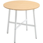 Dining Table for 4 People, Modern Living Room, Steel & Natural Wood