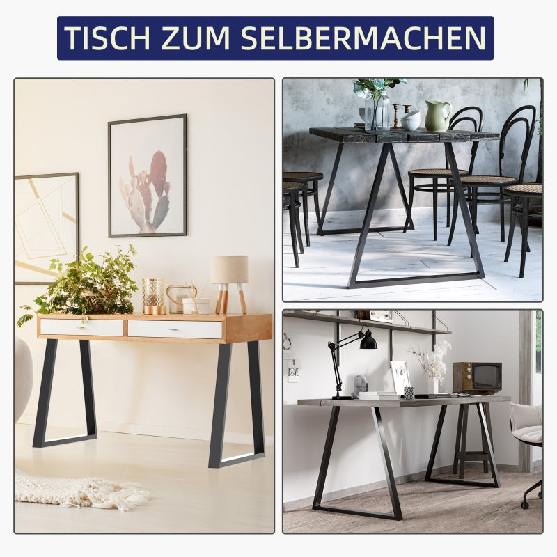 Table Legs, Triangular Furniture Feet, Steel, Black