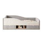 Upholstered Children's Bed 90x190 with Drawers, Grey Velvet