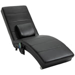 Leather Recliner with Massage Function, 8 Massage Points, Remote Control, High Backrest, Black
