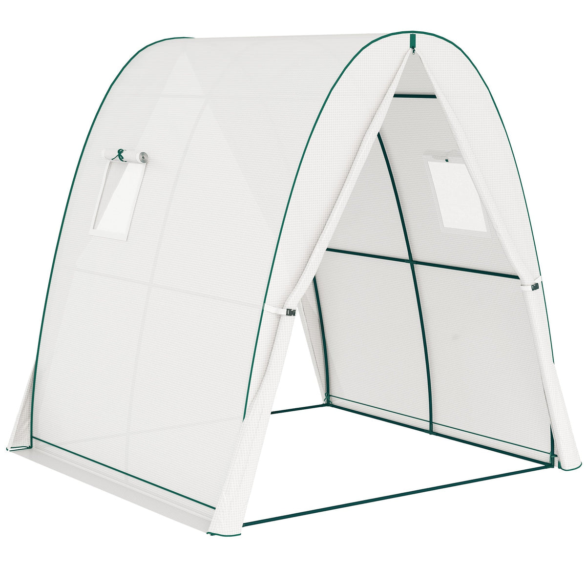 Greenhouse Roll-Up Door 2 Windows Winter-Proof Steel White